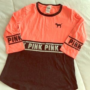 Coral VS PINK Sequined 3/4 Sleeve Shirt